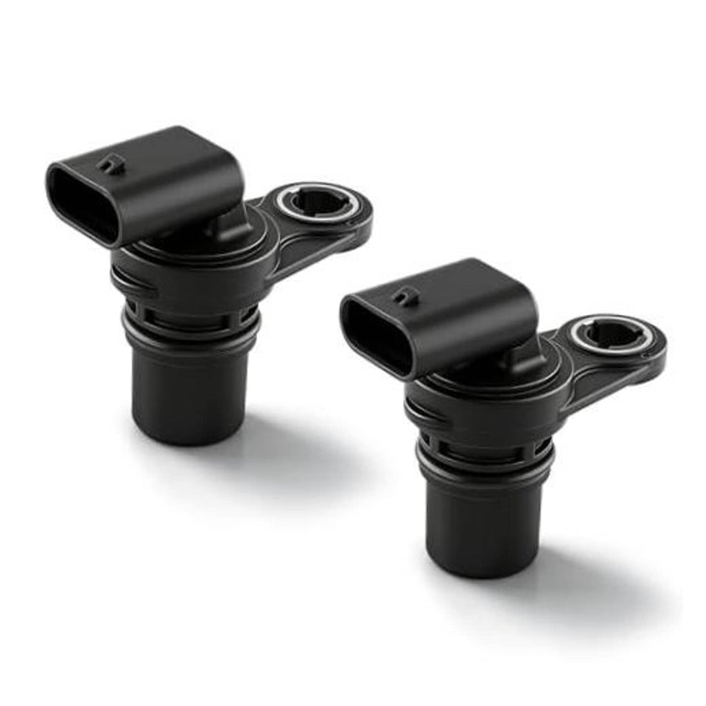 Black camshaft position sensor with electrical connector and mounting flange
