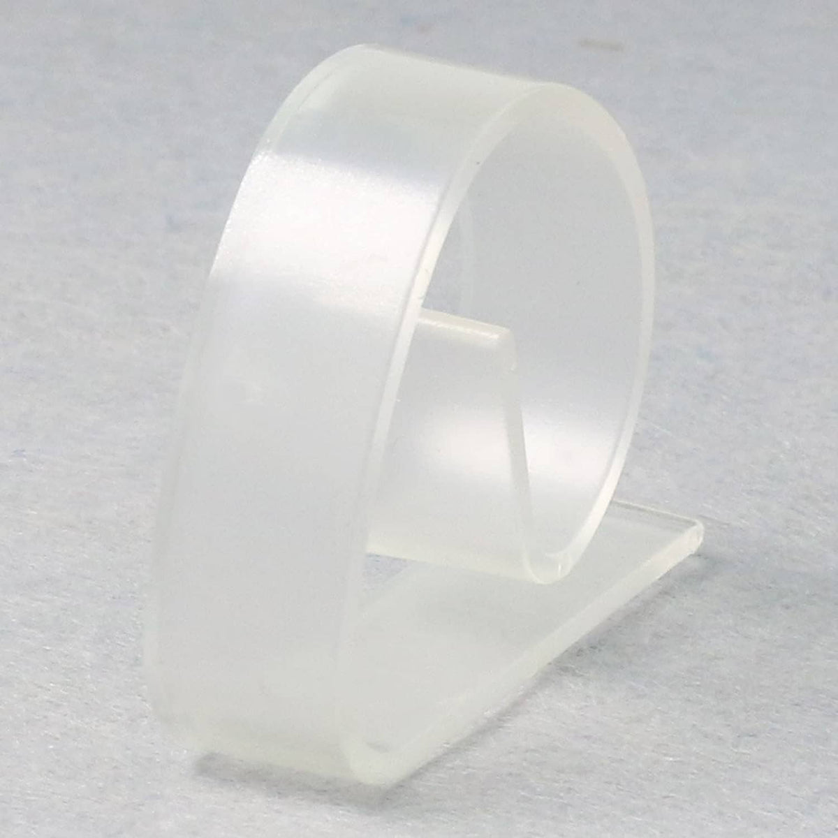 Single clear plastic tablecloth clip holder with curved clamp
