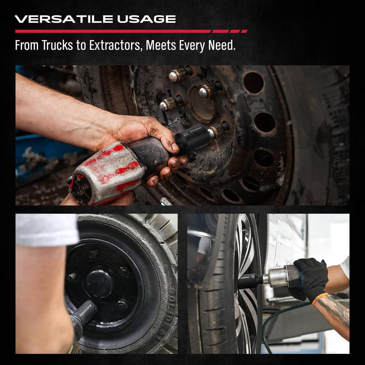 1/2 drive deep impact socket in use on a vehicle wheel fastener