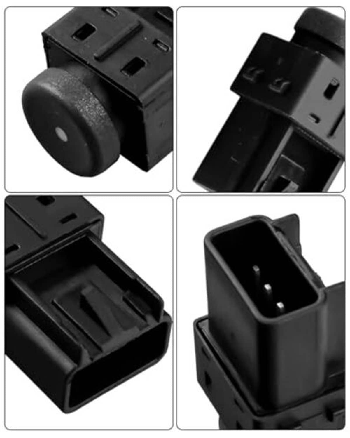 Door lock switch connector set, black housing with wiring plug and mounting tab