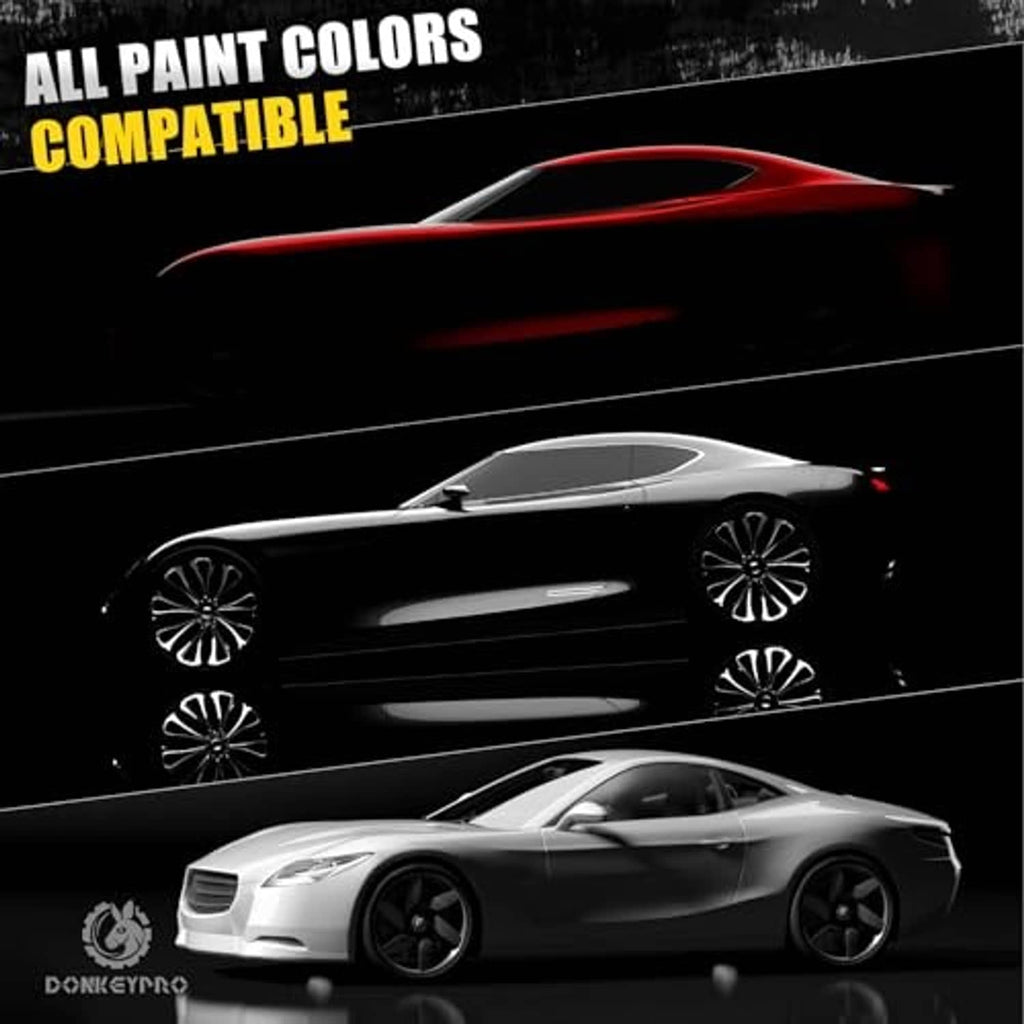 Ceramic coating spray shown with multiple car paint colors for compatibility