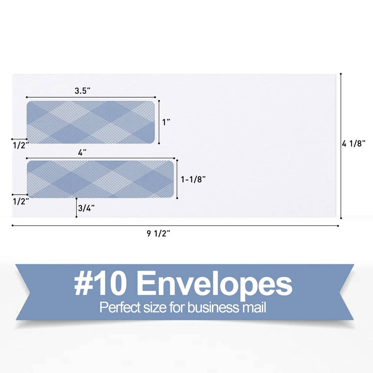 Double-window security envelope size diagram with privacy window panels