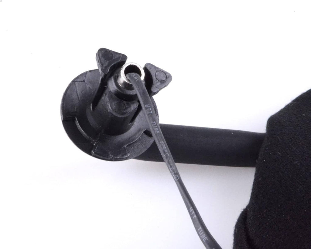 Close-up of black sun visor adjustment arm and mounting base