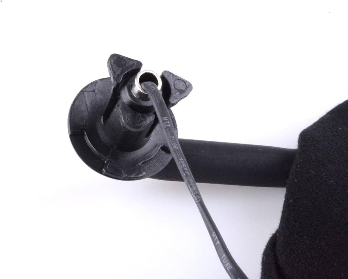 Close-up of black sun visor adjustment arm and mounting base