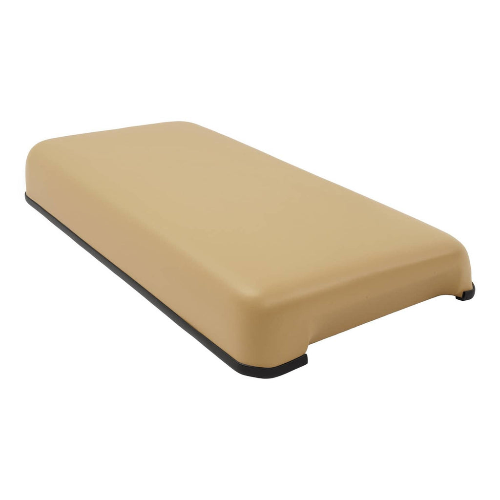 Tan golf cart front seat bottom cushion with black edge trim