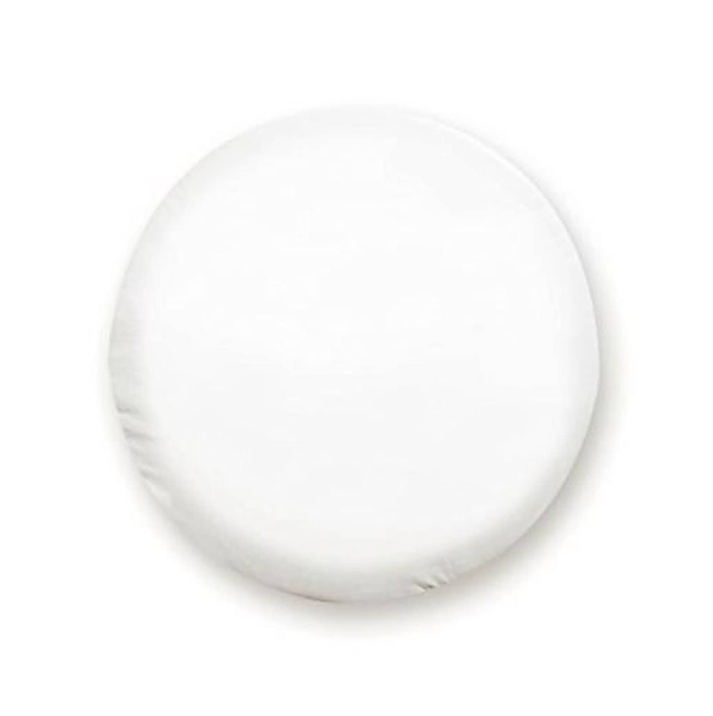 White round spare tire cover, smooth vinyl surface, fitted top view