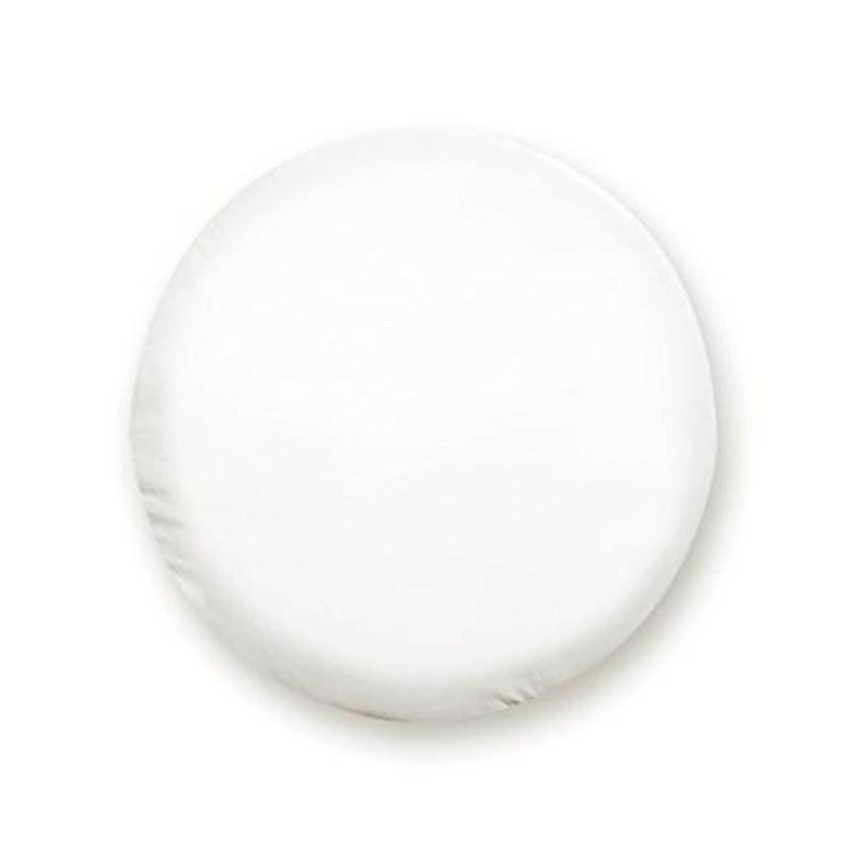 White round spare tire cover, smooth vinyl surface, fitted top view