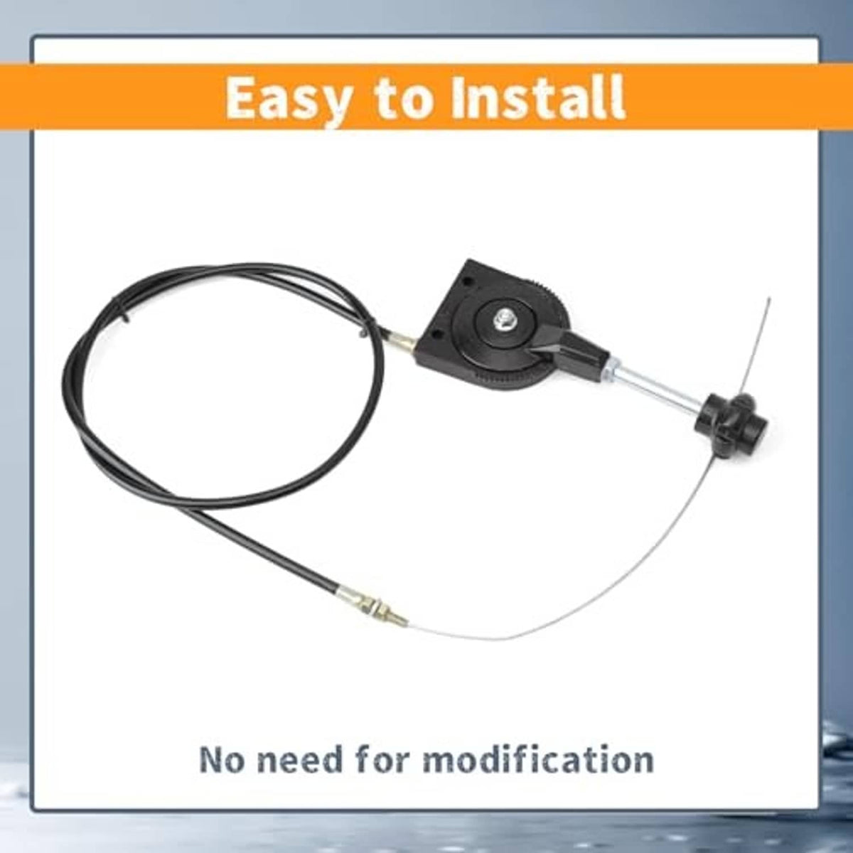 Throttle control cable with black lever unit, braided cable, and adjustment connector ends