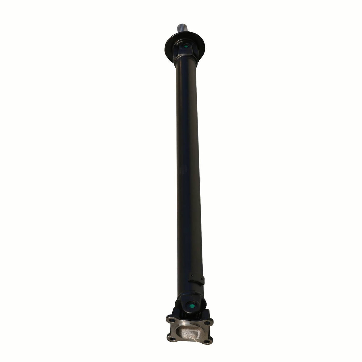 Front drive shaft with lower mounting flange and black joint housing