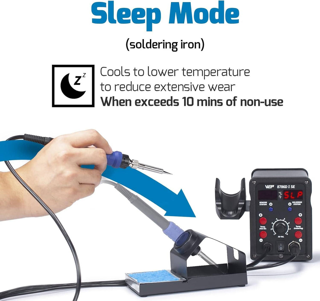 Hot air soldering station sleep mode diagram for the soldering iron