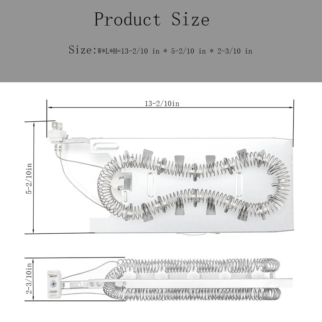 Dryer heating element assembly with looped metal coil and support frame