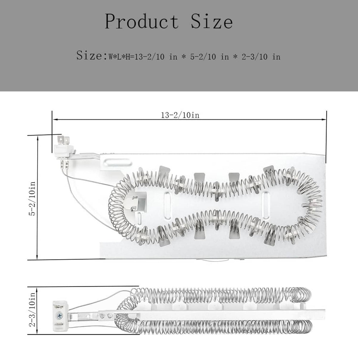 Dryer heating element assembly with looped metal coil and support frame