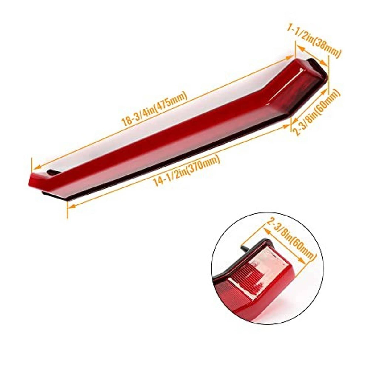 Center tail light bar with red lens and mounting tab, shown at angle