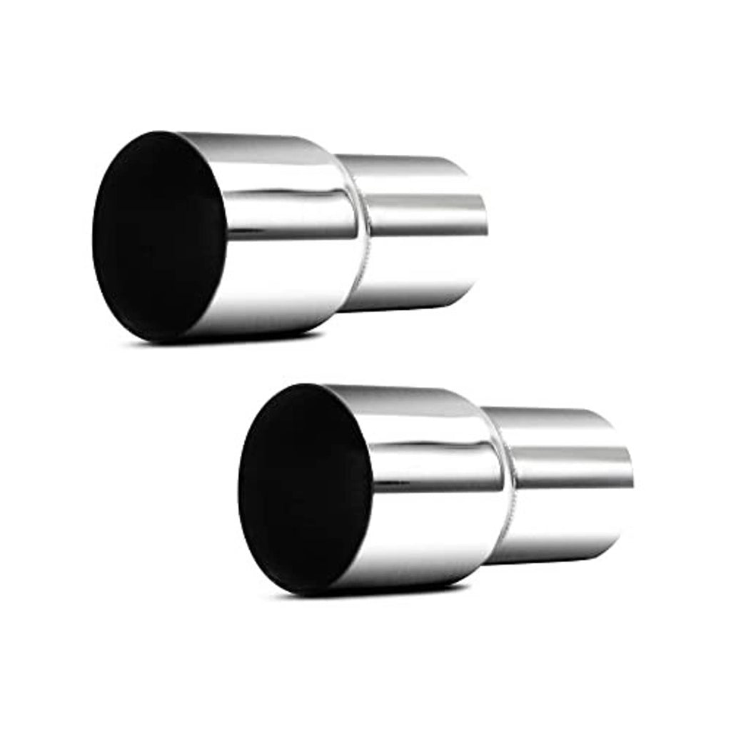 Stainless steel exhaust pipe reducer connector with black end cap, 2.5 in to 3 in ID