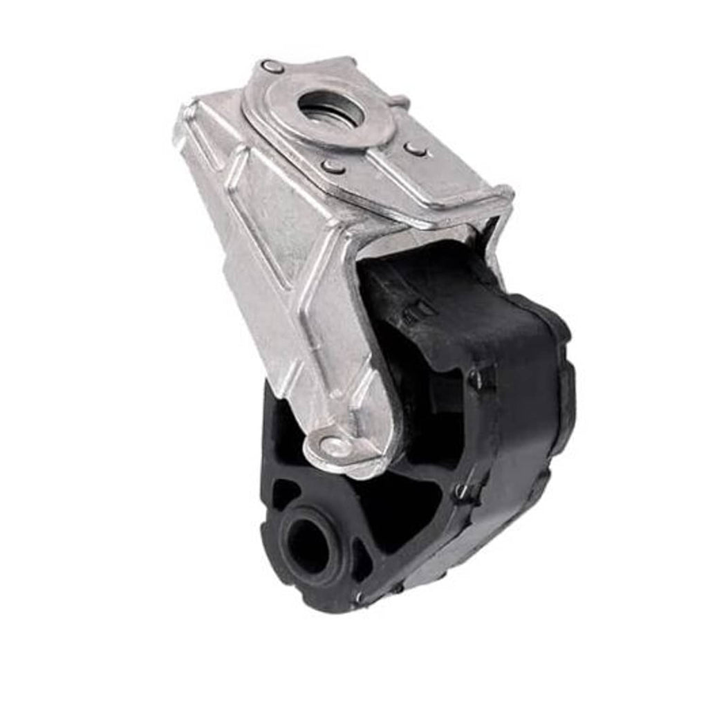 Exhaust pipe bracket with black rubber bushing and zinc-plated metal housing