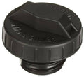Black fuel tank cap with molded warning text and locking tabs, OE-style replacement