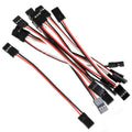 RC servo extension cable set with male connectors, black plugs, red/white/black wires