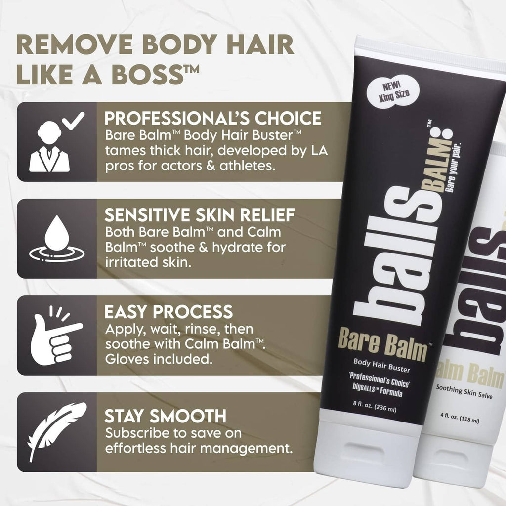 Bare Balm body hair buster cream tube, black with white base and label