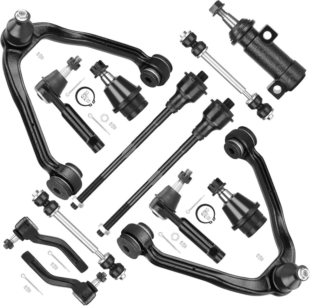 Front suspension kit parts assortment, black control arms and tie rod components