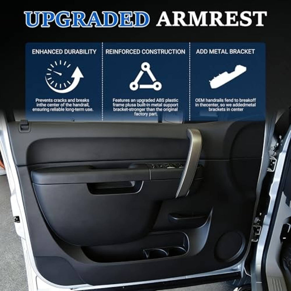 Upgraded front passenger armrest with black interior door panel and handle area
