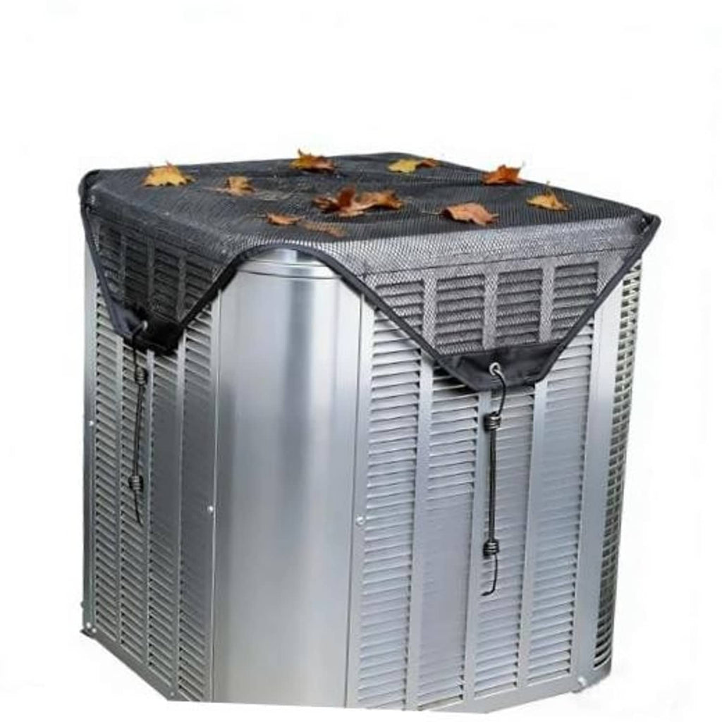 Outdoor AC unit cover with dark gray mesh top and arched front opening