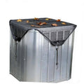 Outdoor AC unit cover with dark gray mesh top and arched front opening