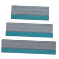 Large vinyl squeegee tool with gray ruler edge and teal felt pad for film installation