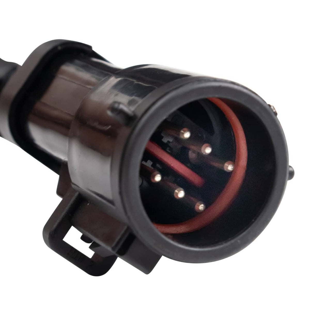 Fuel pump electrical connector with round socket and colored wire terminals
