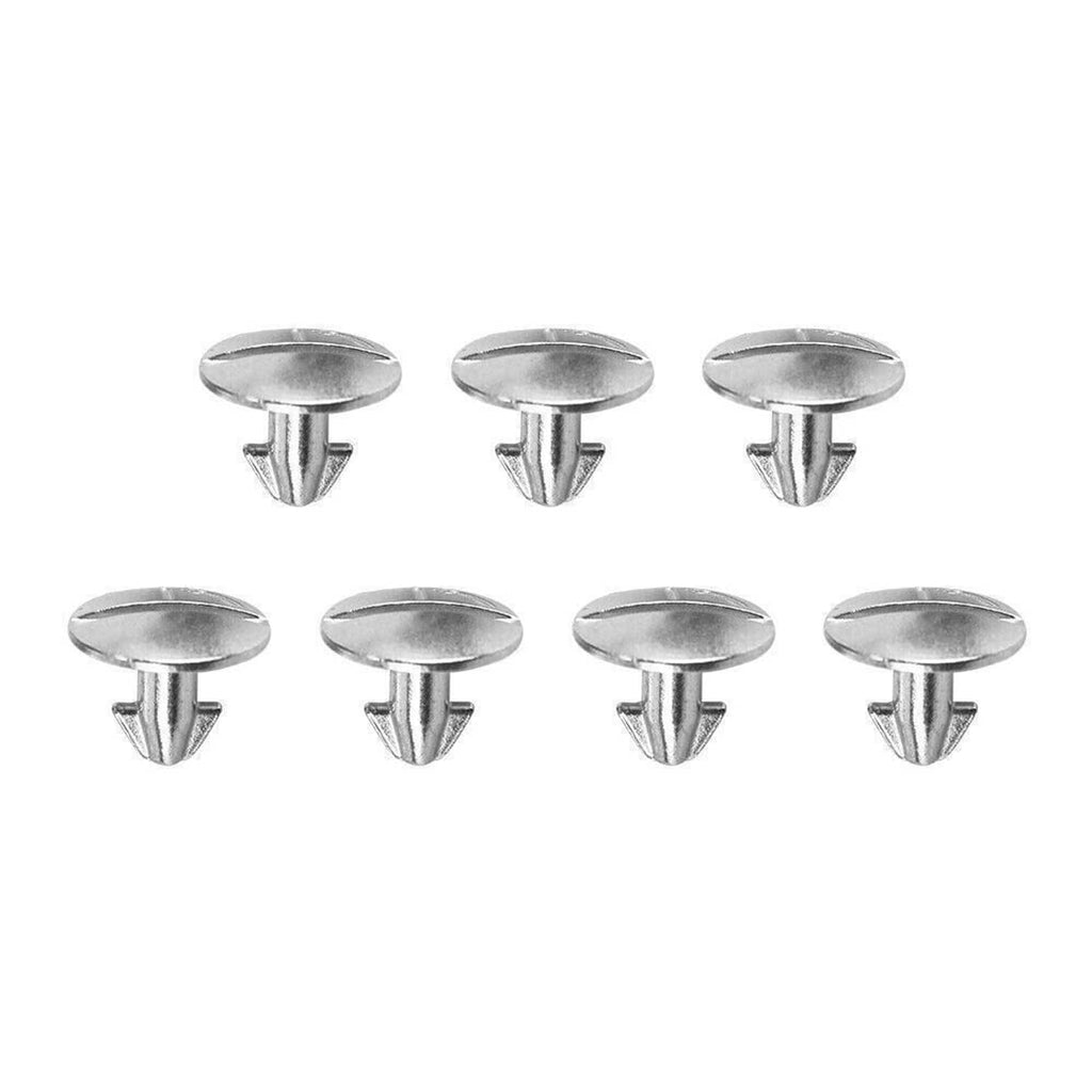 Set of metal mounting push pins with flat heads for splash guard installation