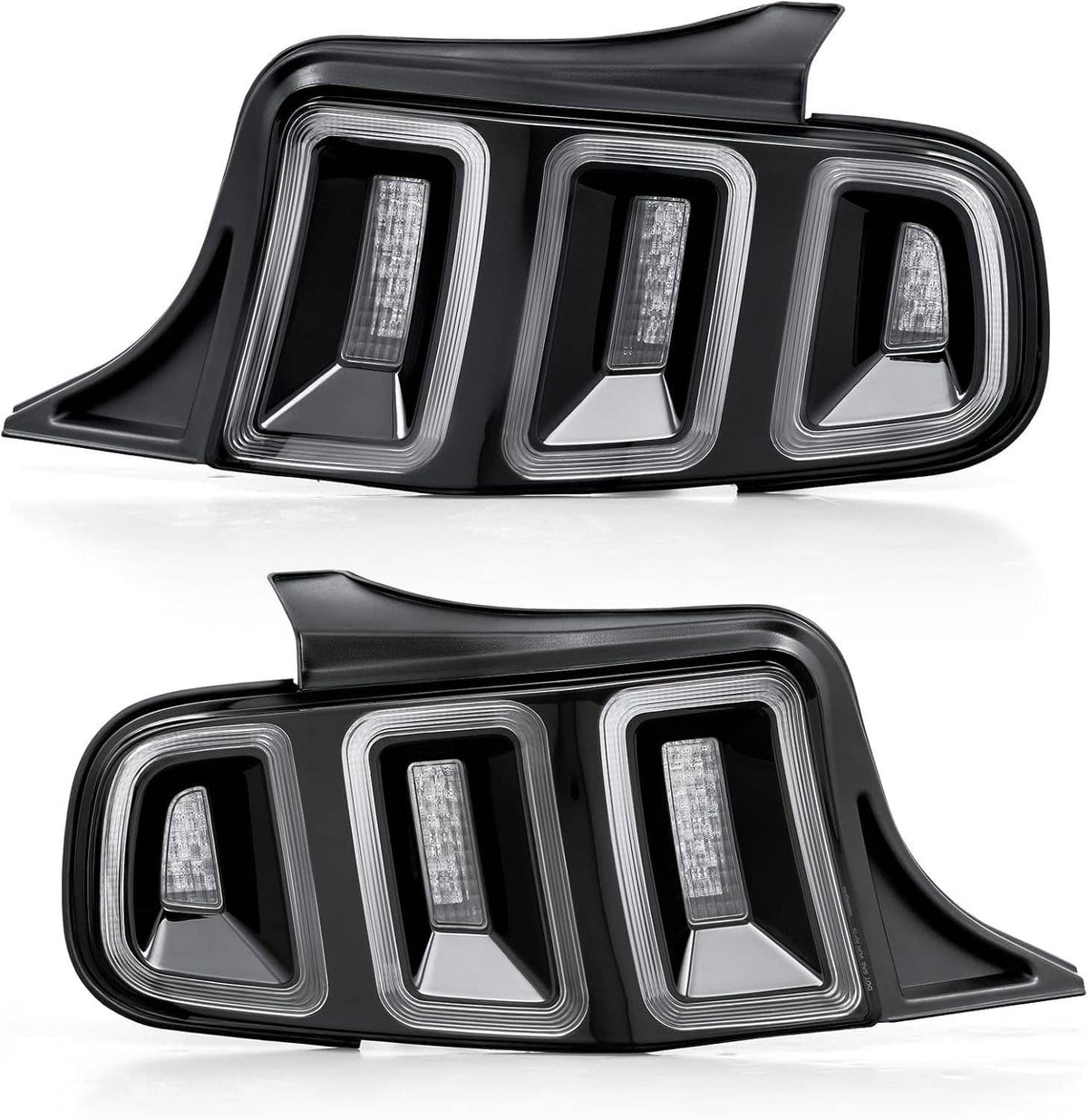 Black LED tail light assemblies with chrome bezels and clear lens sections