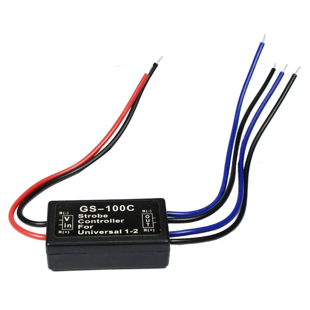 12V strobe controller flasher box with red and blue wire leads