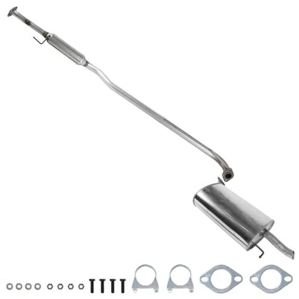Stainless steel exhaust pipe assembly with muffler canister and front inlet flange