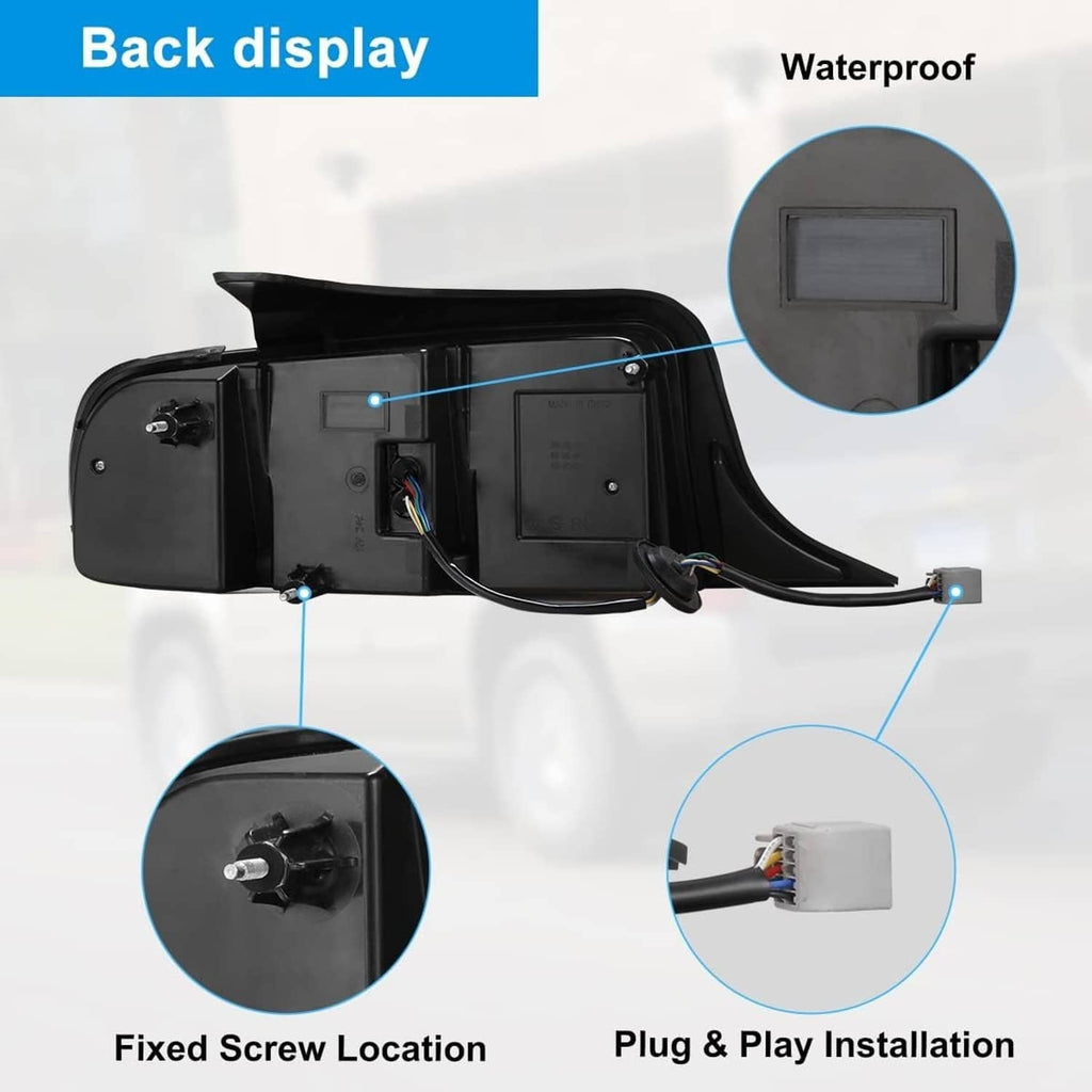 Black LED tail light assembly with internal wiring and plug-and-play module