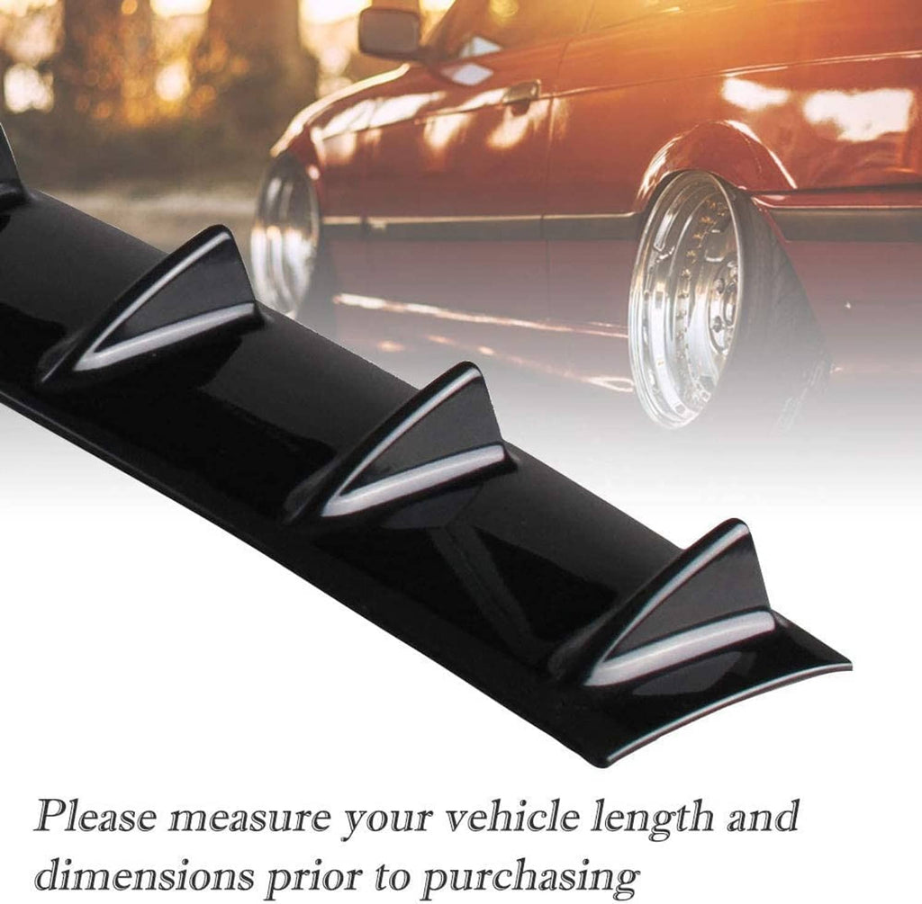 Black gloss rear bumper lip diffuser with angular fin tabs