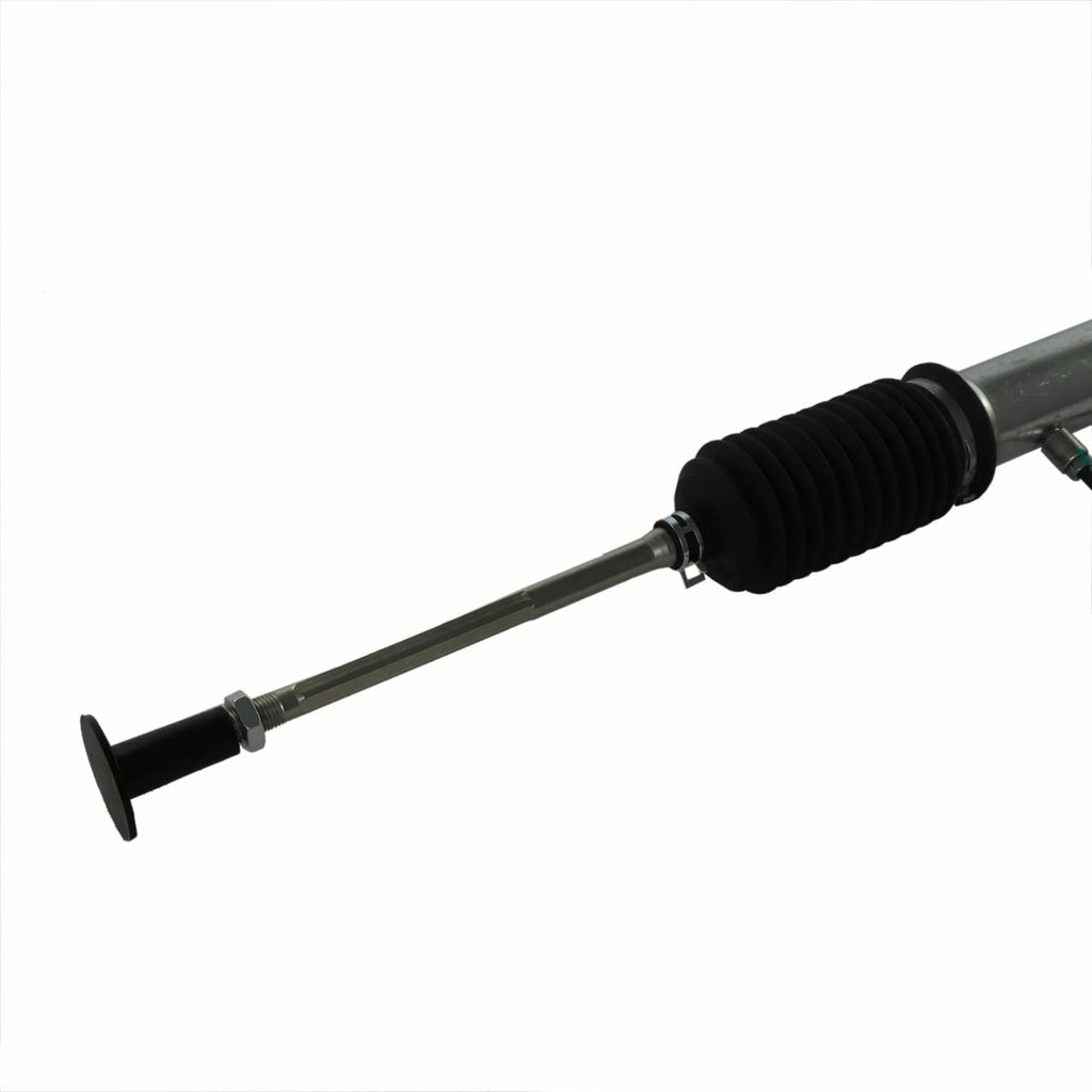 Power steering rack and pinion shaft with black bellows boot and black end mount