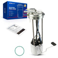 Electric fuel pump assembly with white housing, metal top, and wiring harness included