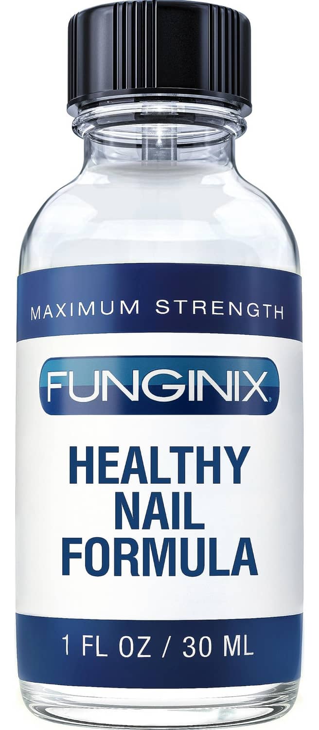 Maximum strength nail fungus treatment bottle with Healthy Nail Formula label, 1 fl oz