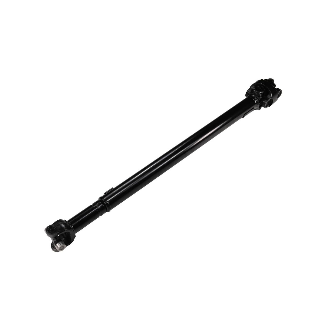 Front drive shaft assembly partial view, black tube with end yoke