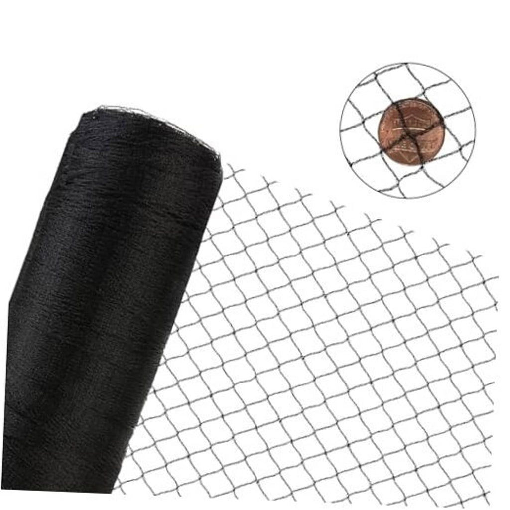 Black woven netting roll with diamond mesh openings, 1/2-inch spacing