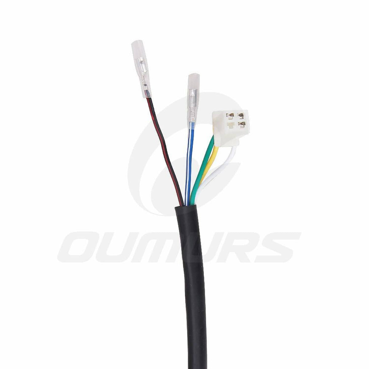 5-wire stator lead harness with two insulated plug ends and color-coded wiring