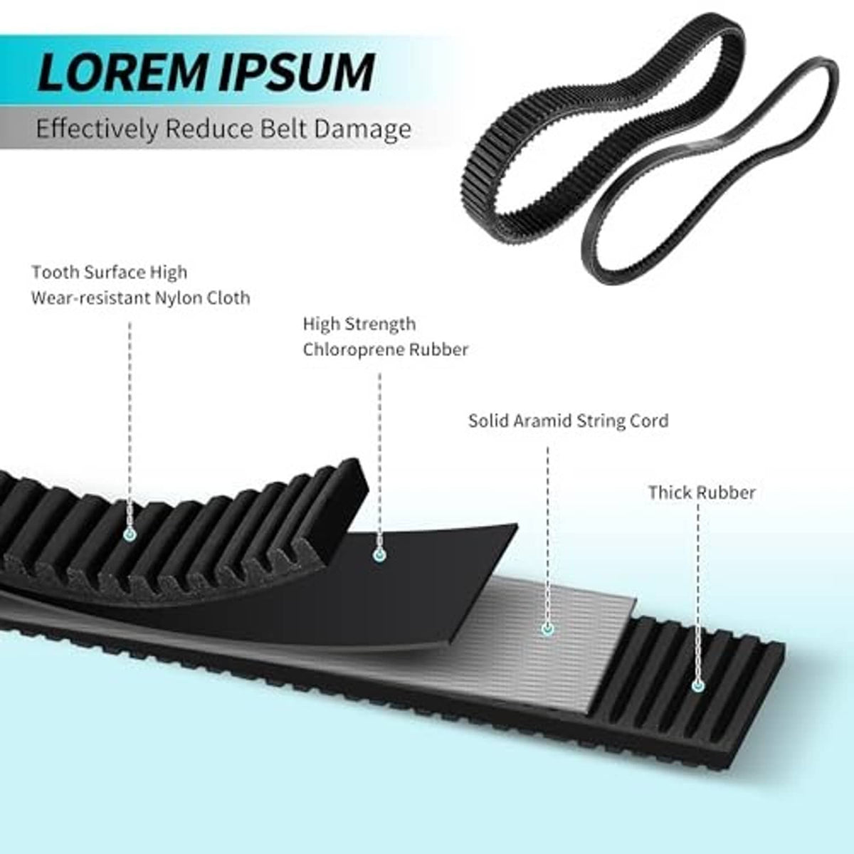 Ribbed drive belt with textured surface detail for golf cart tune-up kit