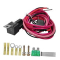 Waterproof fuel pump relay wiring kit with terminals, fuse, and pink/red wire leads