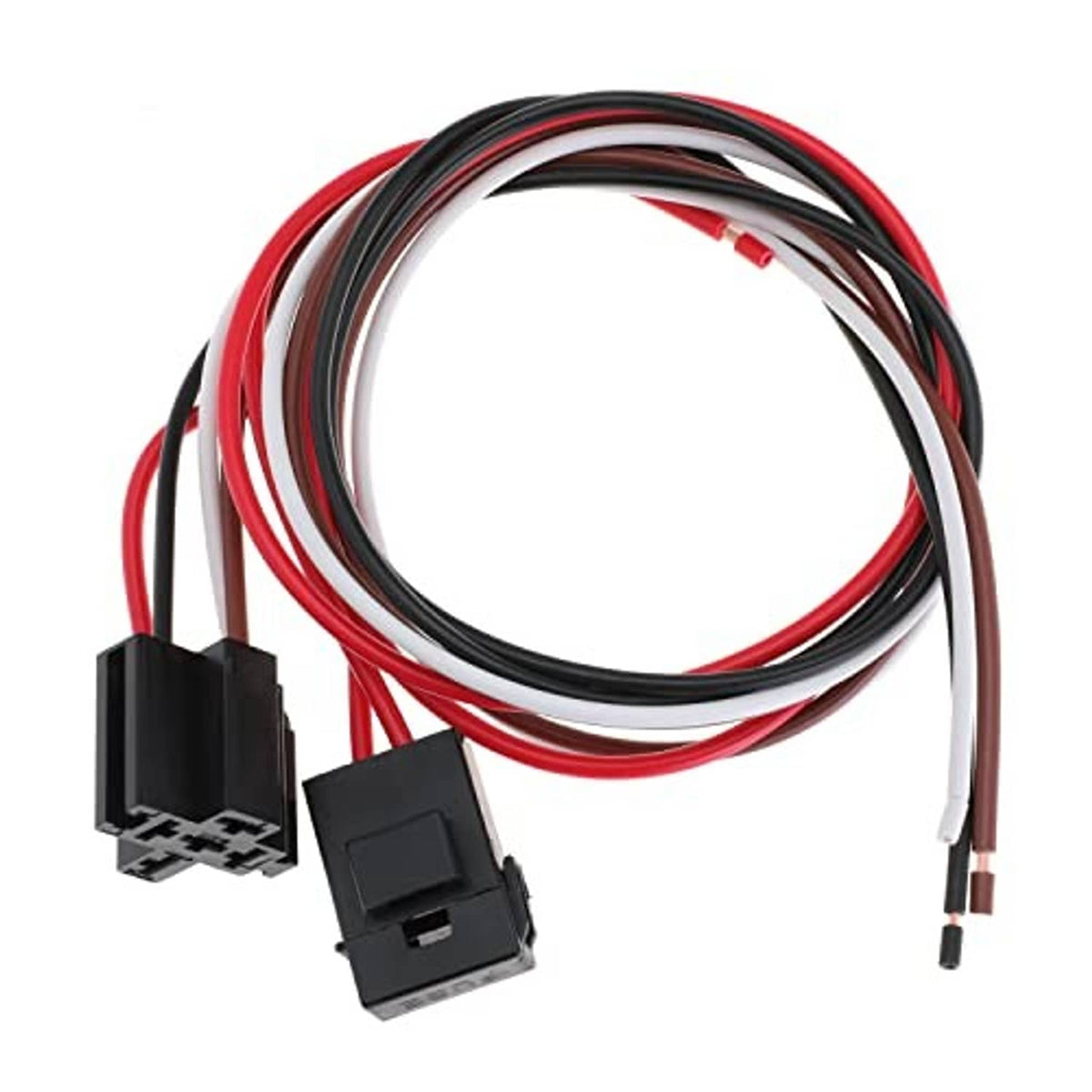 Dual fan relay harness with two black relay modules and red/black wiring leads