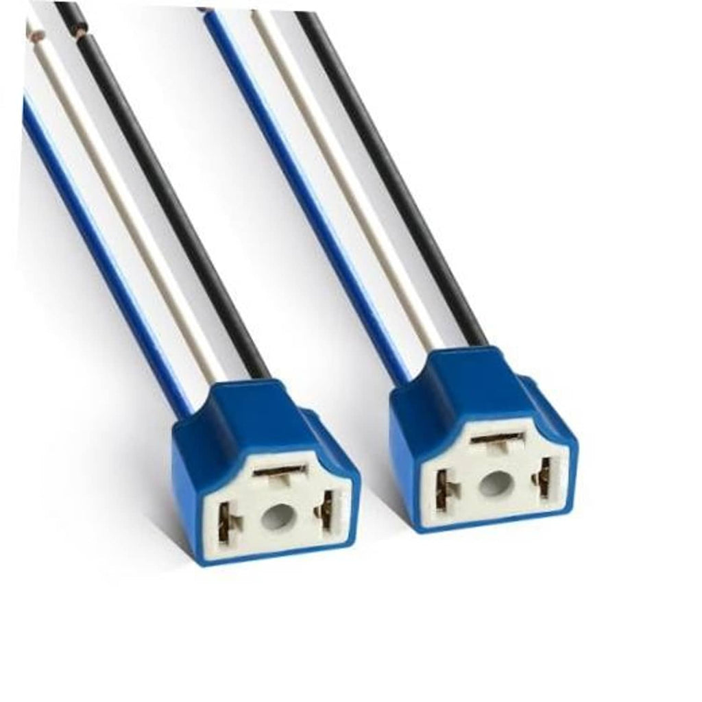 H4 headlight connector wiring harness, blue female plug with two pin openings