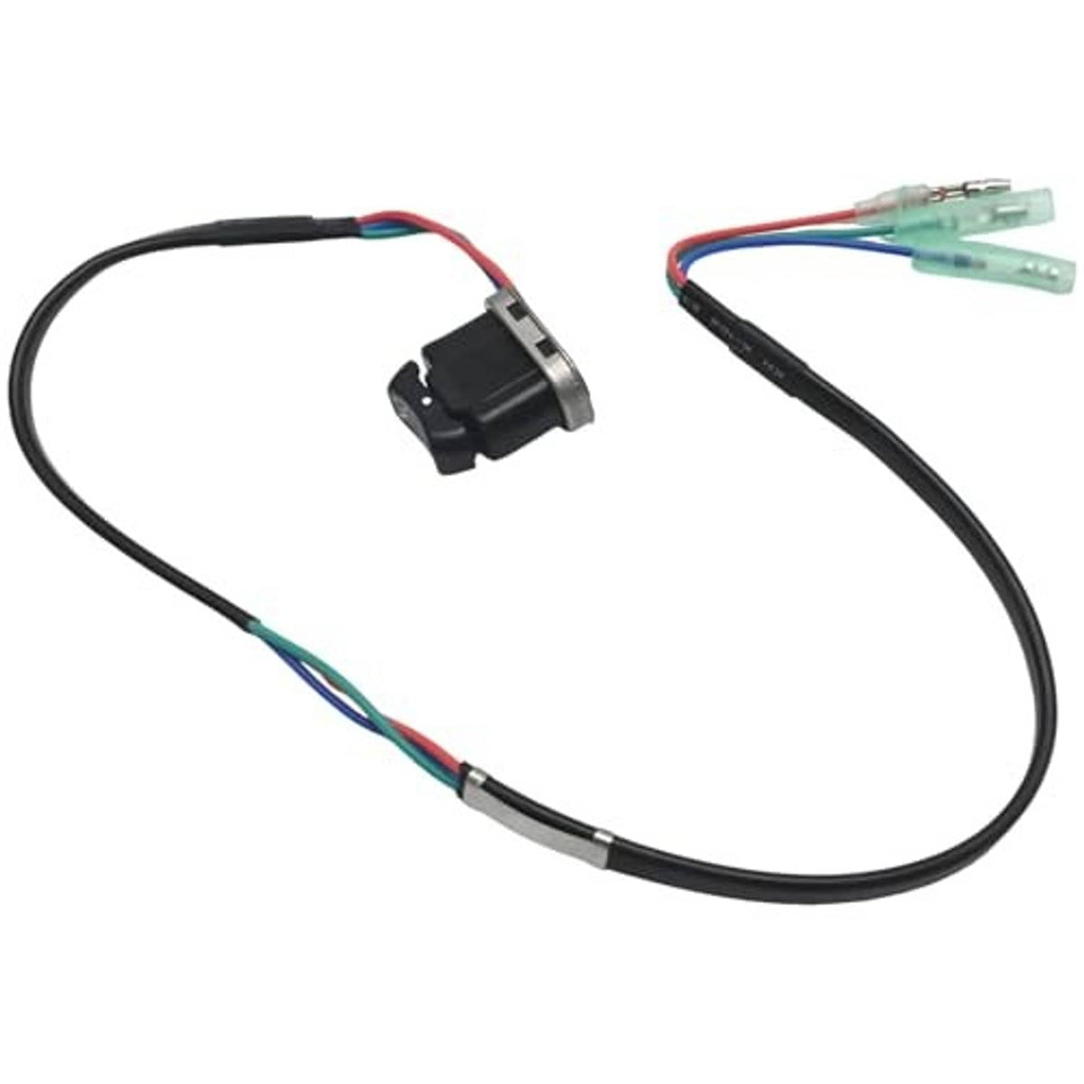 Trim and tilt switch assembly wiring harness with inline switch module and two plugs