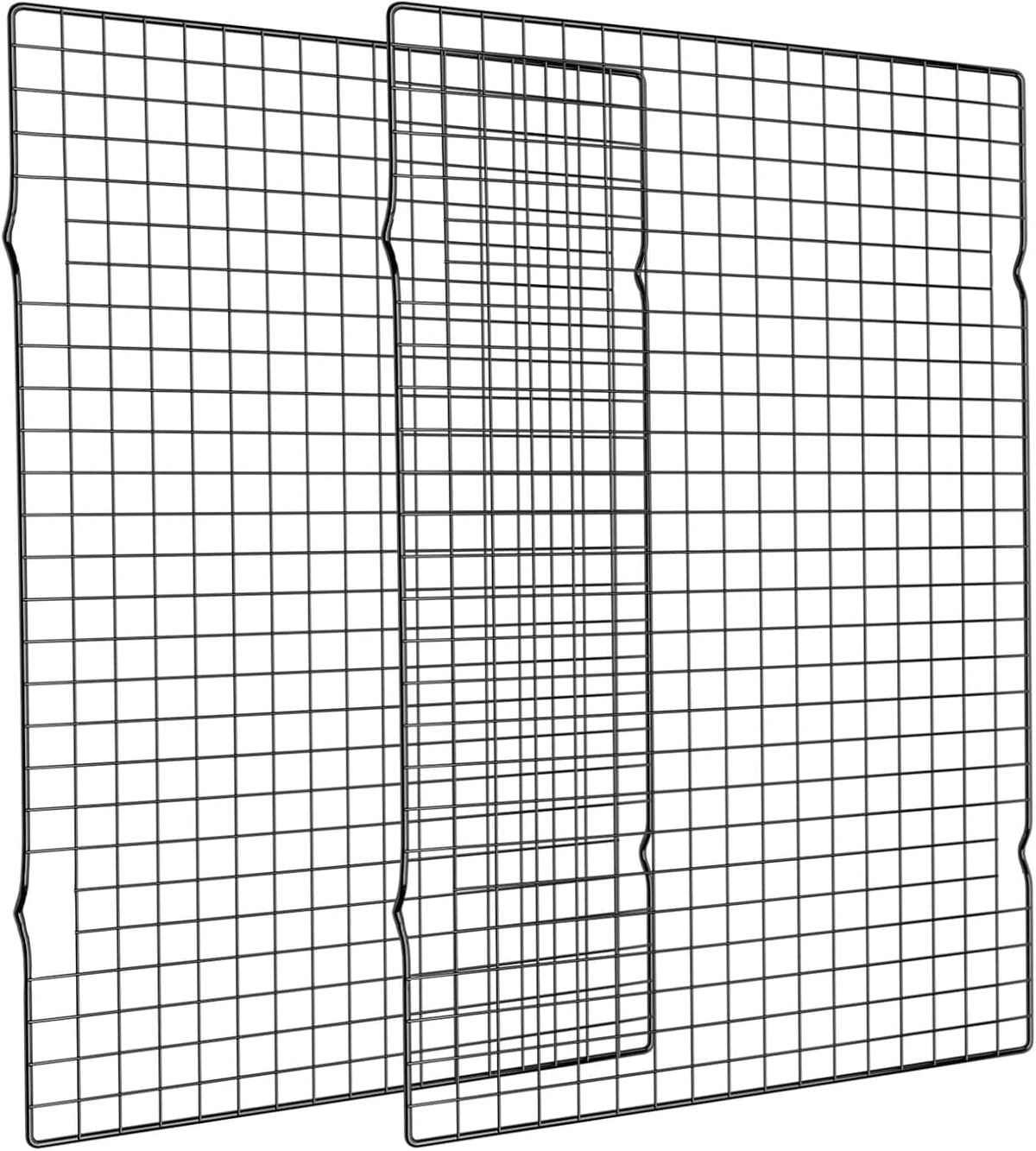 Two-pack black wire baking cooling racks with rectangular grid
