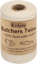 Butchers twine spool, 3-ply white cotton food-safe string for tying and baking
