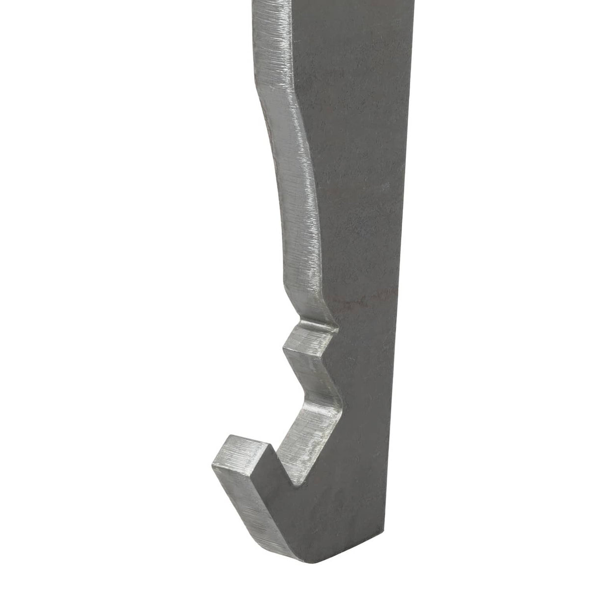 Single dark gray steel quick-attach bracket with curved slot and raised locking step