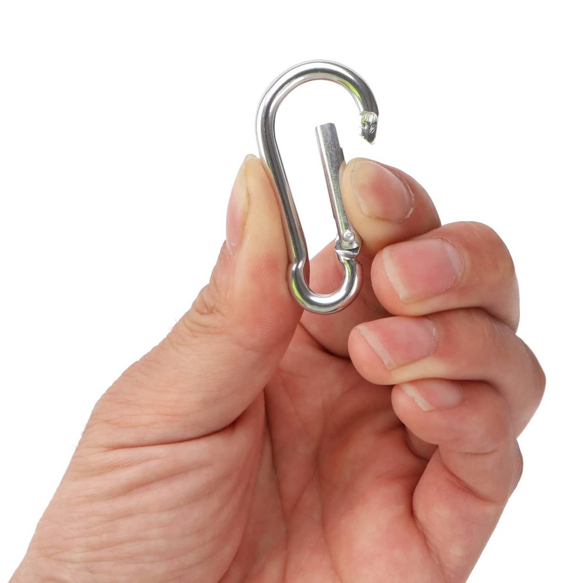 Mini aluminum spring clip carabiner keychain clip with hinged locking gate
