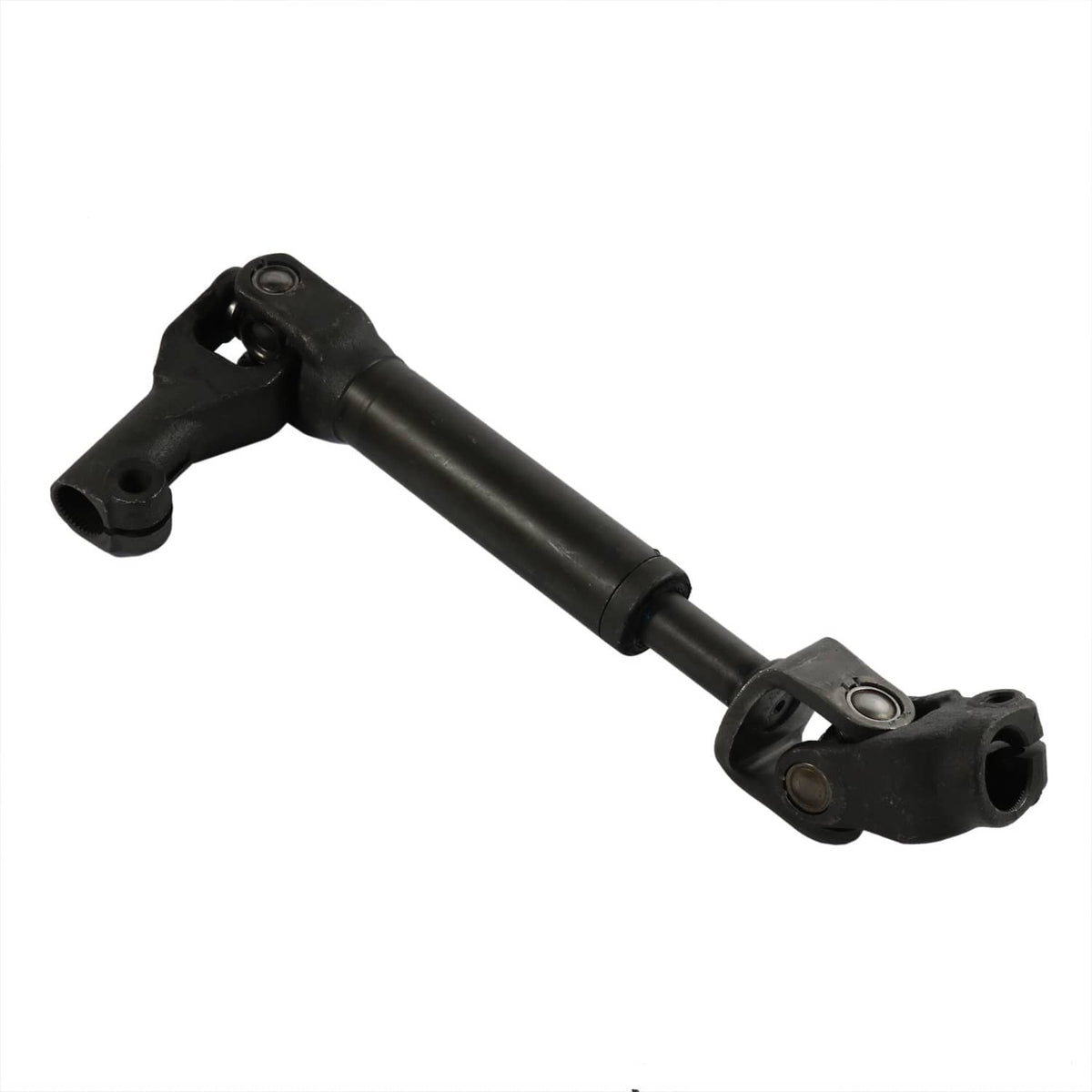Steering intermediate shaft assembly with yoke ends and round bolt locations, black